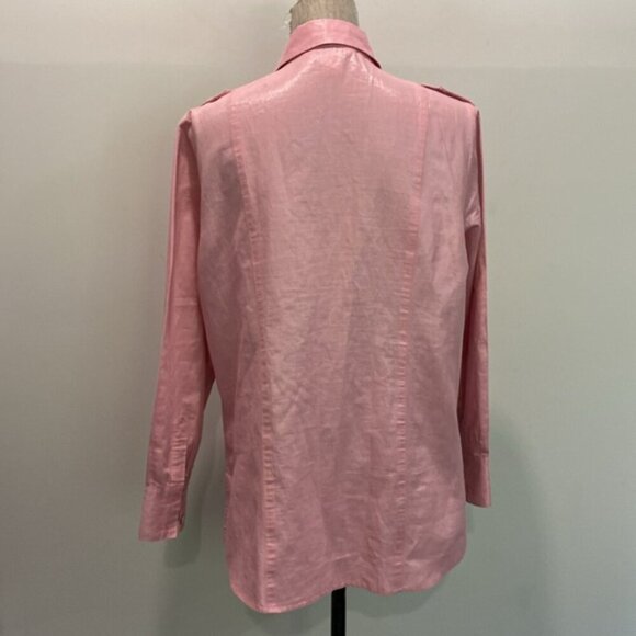 Allison Daley Pink Button Down Shirt size 10 - Picture 11 of 16